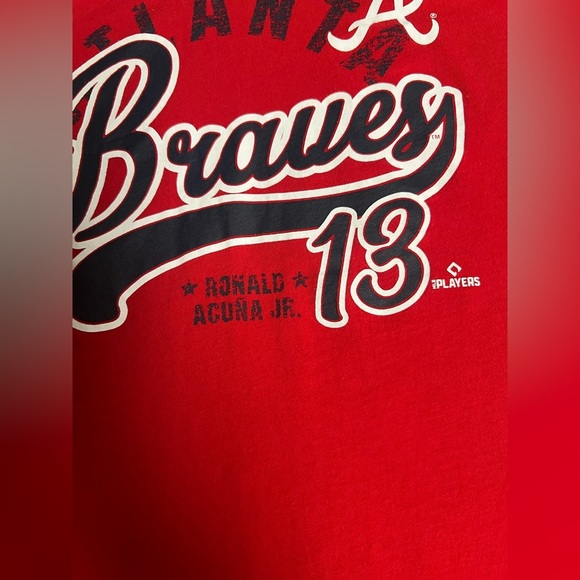 ATLANTA BRAVES KIDS T-SHIRT RONALD ACUNA JR RED PLAYER NAME & NUMBER SHIRT XL - Picture 8 of 8
